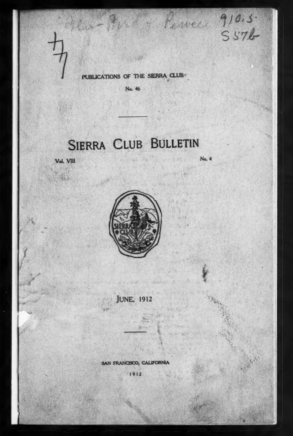 Sierra Club Bulletin 1912 Vol 8 No 4 June cover